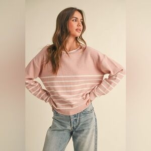 244. Striped Sequin Sweater in Pink